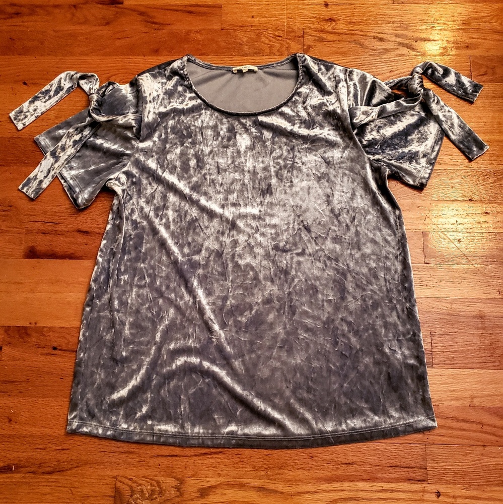 Crushed velvet light blue top